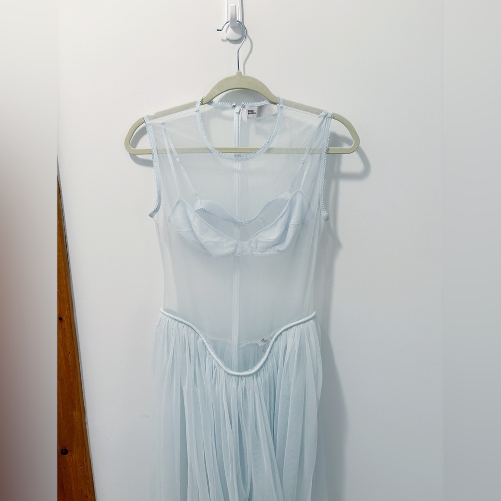 Like New Tory Burch Tulle Draped Jersey Dress - Picture 9 of 10